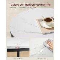 Mesa de Centro Redonda de Mármol de Imitación Estante de Vidrio Templado Fácil Montaje - details 19