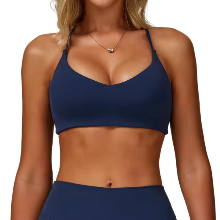 Sujetador de yoga cepillado para mujer, espalda ajustada, ropa de yoga para fitness, sujetador deportivo para correr, sujetador deportivo con espalda en Y para mujer, top deportivo sexy con espalda cruzada - 1