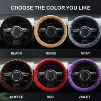 Funda de felpa para volante de coche, cuero corto suave y cálido, antideslizante, decoración de coche para hombres y mujeres, invierno - details 9