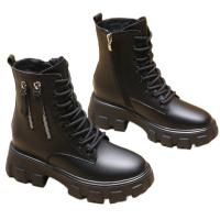Botas de media pantorrilla para mujer con cordones y cremallera, botines deportivos de tacón grueso, estilo Chelsea, moda, otoño/invierno, nuevo estilo - details 1