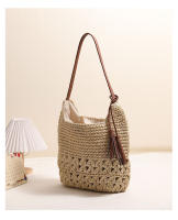 Bolso de paja hueco con flecos, bolso de playa tejido para vacaciones, bolso de hombro casual - details 2