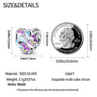 Encantos de Plata Esterlina S925 con Mariposa Flor y Corazón para Pulsera Original de 3mm Joyería Fina de Cumpleaños para Mujeres Material de Metal con Zirconia - details 21