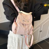 Mochila con cordón de Bordado de letras, bolso escolar de nailon de gran capacidad para estudiantes, bolso de viaje de Color sólido, bolso de hombro para adolescente - details 6