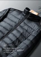Chaqueta holgada de plumas de ganso blanco, chaqueta ligera con capucha, cuello alto para hombre, corte ajustado con capucha juvenil - details 3
