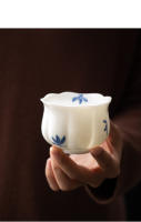 Orquídea dibujada a mano, grasa de oveja, jade, porcelana blanca, juego de kung fu doméstico personal del maestro, c individual, té de color bajo vidriado - details 2