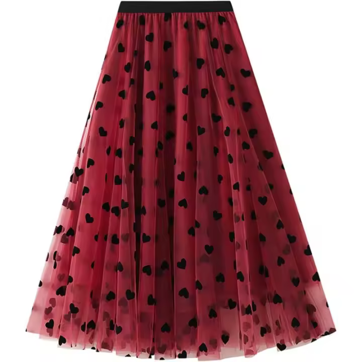 Falda midi de tul con cintura elástica de hadas de una línea para mujer - 1