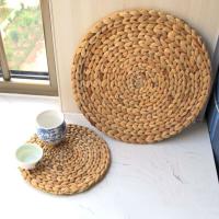 Manteles Individuales redondos de mimbre con tejido de paja natural, tapete aislante para tazas, manteles individuales para mesa de comedor, decoración del hogar - details 1