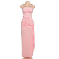 BUNO-Vestido Bandage cruzado de gato extraño para mujer, envoltura en el pecho fruncido, Espalda descubierta, sin mangas, borla Y2K, tendencia urbana, aberturas elegantes, ceñido largo - details 13