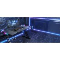 Mesa de Juegos LED 100 x 55 cm Mesa Ergonómica de Fibra de Carbono Portavasos y Ganchos para Auriculares Mesa de Esports en Negro - details 7