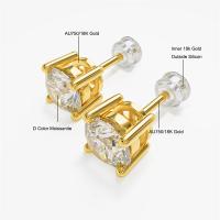 Pendientes de diamantes de moissanita de oro auténtico 18K originales regalo delicado para mujer joyería fina hechos en China - details 1