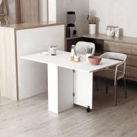Mesa Plegable de Comedor Mesa de Cocina Plegable con Ruedas Alas Abatibles y Estantes para 4-6 Personas 75x140x74 cm Cemento Gris - details 45