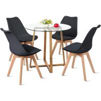 Juego de Mesa de Comedor y Sillas, 1 Mesa Redonda de 80 cm + 4 Sillas Blancas, de Diseño Nórdico - details 98