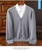 Cardigan de Punto para Hombres Vestido Suelto de Una Botónada con Cuello en V Color Sólido - details 18