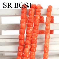 8-10mm fabricación de joyas forma de columna naranja DIY Real genuino Natural mar bambú Coral cuentas hebra 15" - details 0