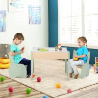 Juego de mesa y silla infantil 4 en 1, mesa infantil de madera con 2 sillas, manualidades, dibujo, lectura, mesa infantil con almacenamiento, pizarra desmontable para guardería (verde) - details 8