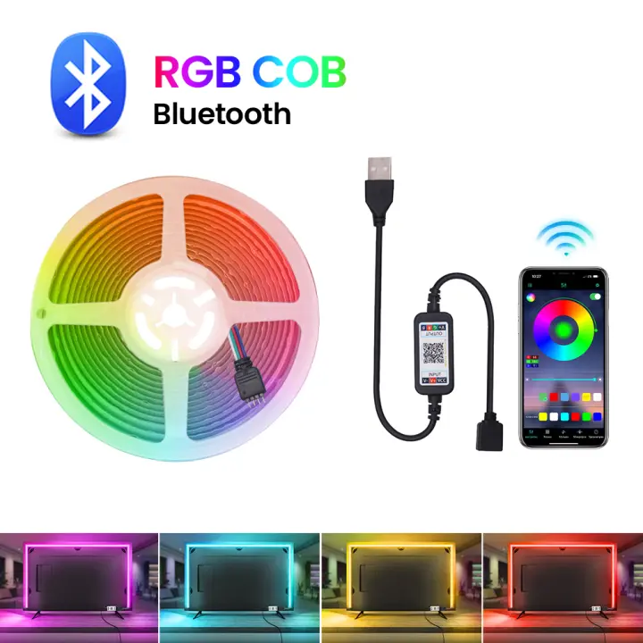 Tira de luces LED COB con Bluetooth, 5V, 576LED/M, Luz lineal de alta densidad, cinta LED Flexible, retroiluminación de TV para decoración de habitación - 1