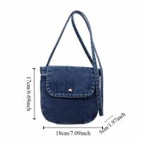 Bolso de lona vaquero informal Y2K, bolso Vintage de gran capacidad estilo callejero, bolso de compras, bolso cruzado sólido de Color sólido para mujeres y hombres - details 1