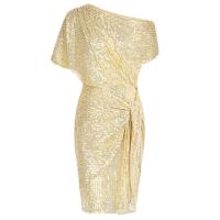 Vestidos de cola GK para mujer, vestido ajustado asimétrico de manga corta fruncido con lentejuelas para fiesta de verano - details 9