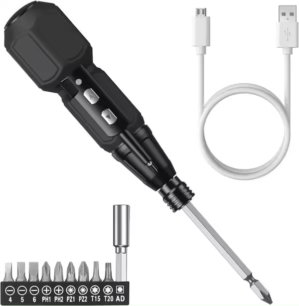 Mini destornillador eléctrico inalámbrico para el hogar, luz de trabajo de punta magnética, recargable por USB, 3,6 V - 1