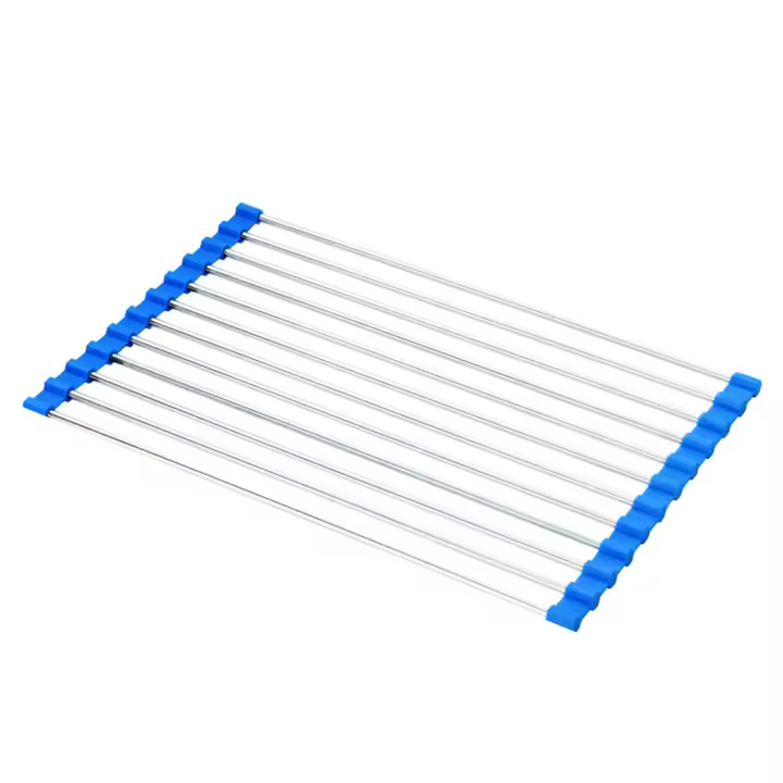 Perchero Plegable de Acero Inoxidable para Secar Platos Rollo Apretable Sobre el Fregadero - 1