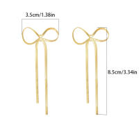 Pendientes de Cadena de Acero Inoxidable Dorado de 18K con Lazo Minimalistas y Dulces para Mujeres - details 0