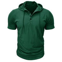 Hombres Deportes Fitness Casual al aire libre de manga corta camiseta con capucha Top Henley Shirt. - details 51
