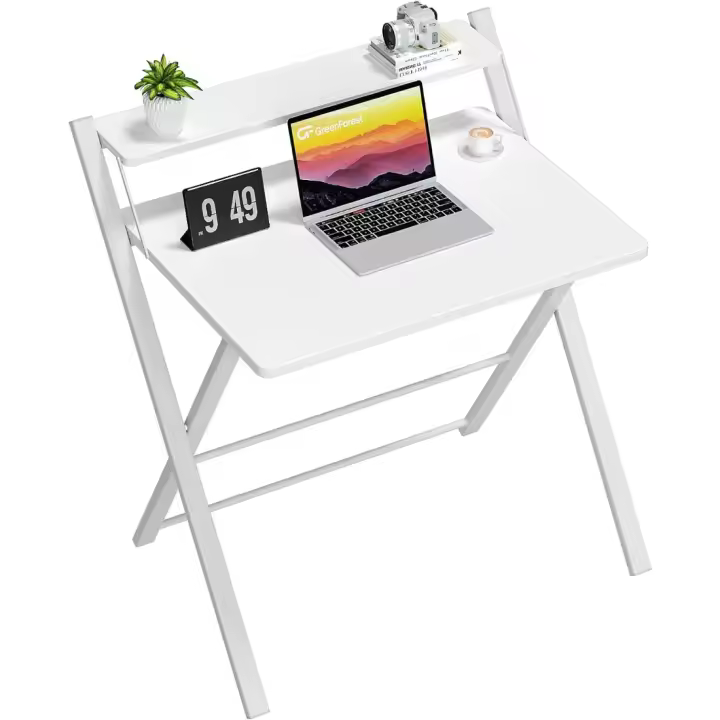 Escritorio Plegable de Escritorio Pequeño Monitor de Escritorio Blanco Ideal para Espacios Pequeños - 1