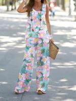 Conjunto de 2 piezas para mujer, tops y pantalones estampados, chaleco elegante, pantalones de verano - details 3