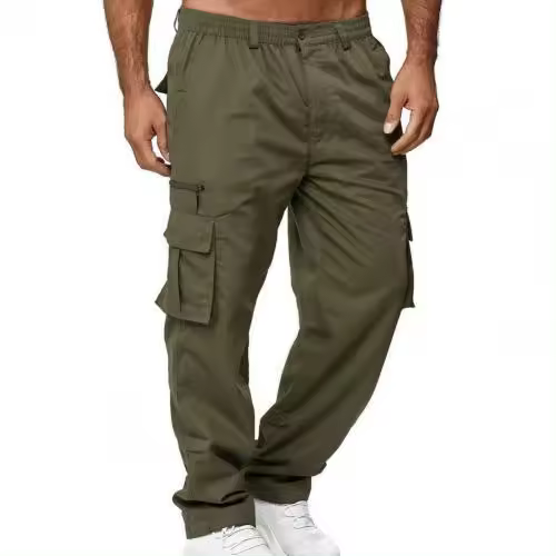 Pantalones de hombre Color sólido con múltiples bolsillos - 1