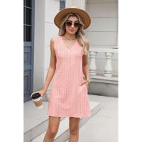 Nuevo Vestido informal de verano con cuello en V y Color sólido con cierre de palacio y bolsillo para mujer - details 21