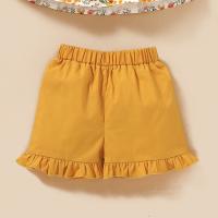 Conjunto de tesoro femenino, nuevo top estampado sin mangas para niños de verano + conjunto de diadema con pantalón corto de encaje de color sólido - details 12