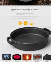 Sartén de hierro fundido duradera de 22/25 cm antiadherente y gruesa con tapa, doble asa, wok de hierro para cocina de gas e inducción. - details 6