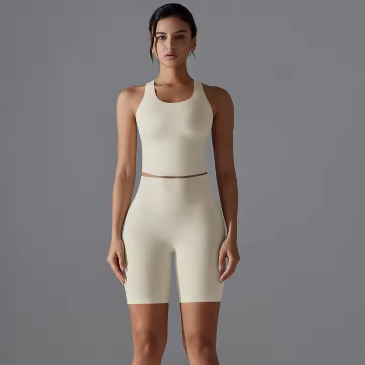 Conjunto de Yoga para Mujer Chándal Deportivo sin Mangas de Cintura Alta para Correr, Pedalear, Gimnasio Zapatillas y Ropa Deportiva - 1