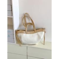 2025 nuevo nicho retro empalme bolsa de mano de lona de color contrastante bolso de gran capacidad bolso de hombro versátil - details 7