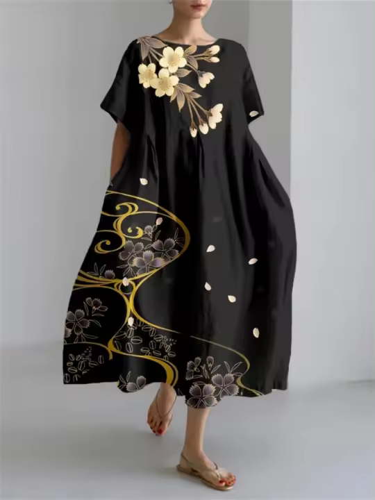 Vestido Casual de Playa para Mujer con Estampado 3D de Flor Fresca Vestido Suelto a Rayas con Talla S-5XL - 1