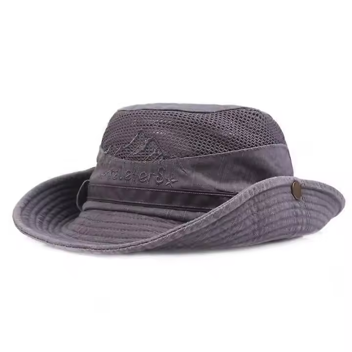 Sombrero único para hombre de ala ancha para exteriores, transpirable, de verano, sólido, para playa - 1