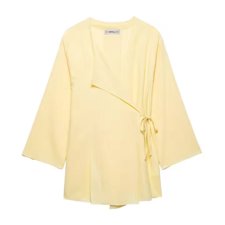 Nueva chaqueta cruzada tipo kimono de manga larga holgada informal para mujer a la moda de verano con pantalones fluidos - 1