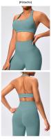 Sujetador deportivo de estilo europeo y americano con cuello halter, alta elasticidad, nylon mate, gran espalda abierta, top de yoga para mujeres - details 8