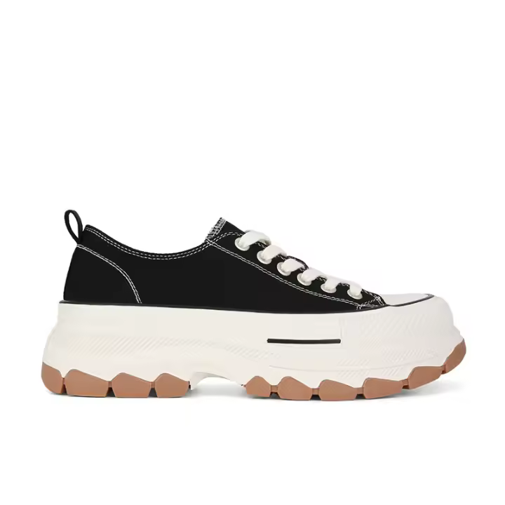 Zapatillas blancas de moda 2025 para mujer Estilo deportivo universitario con suela gruesa, ondas, destacado, pequeños zapatos de tela - 1