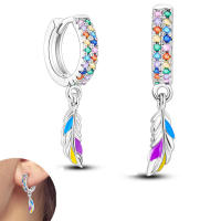 Pendientes de aro de Plata de Ley 925 para mujer, aretes de doble aro, regalos de joyería, regalo del Día de San Valentín - details 1