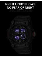 Reloj de pulsera digital LED Smael para hombres con doble tiempo 50m resistente al agua reloj de cuarzo con parada para estudiantes y jóvenes - details 2