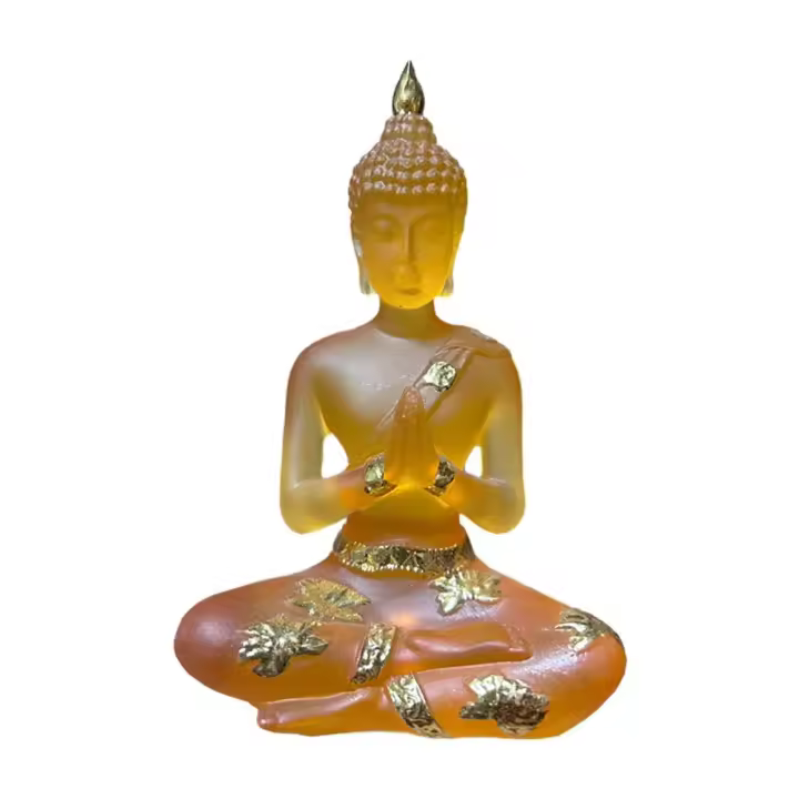 Figuritas de Buda de resina de imitación hechas a mano, estatua de Buda sentado realista, fondo plano transparente, Mini adorno budista para oficina - 1