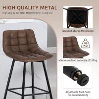 Silla de Cocina Alta con Resalto Paquete de 2 Marco de Metal Asiento de Cuero Sintético - details 3
