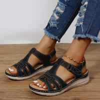 Sandalias cruzadas retro para mujer, zapatos cómodos con parte inferior de cuña suave y ligera, Moda Primavera - details 3