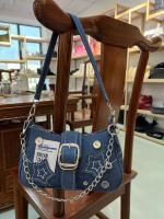 Bolsa de axilas de mezclilla estrella nueva tendencia de moda diseño de nicho bolsa de media luna bolso de lona bolsa de cadena - details 13