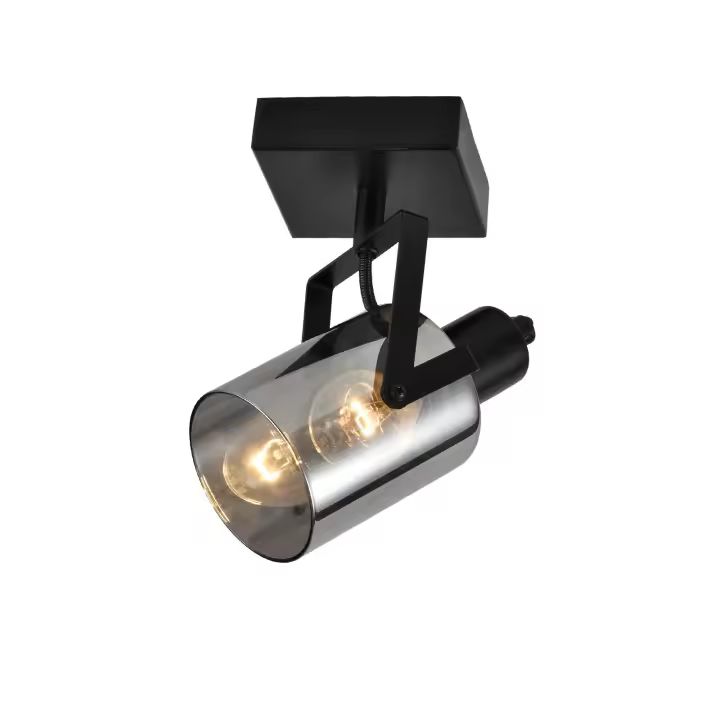 CBJKTX Foco de techo vintage Luz de techo retro negra Vidrio gris humo 1 luz E14 - 1