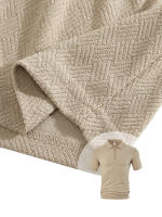 Hombre verano casual toalla suelta jacquard cremallera puerta digan hombre manga corta Polo - details 7