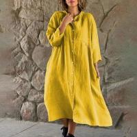 Vestido Largo Casual de Lino y Algodón de Color Sólido para Mujer 2025 - details 7