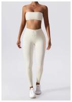 Sujetador deportivo para mujer en color piel anti-deslumbramiento con forro de nylon entretela de fitness ajustado manga larga secado rápido vestido de nylon - details 20