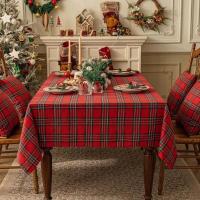 Mantel Elegante de Cuadros Vintage Rojo Verde para Navidad Cubierta de Mesa de Comedor para Hogar y Decoración - details 4